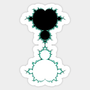 Exquisite Blue Green Mandelbrot - Black Sticker